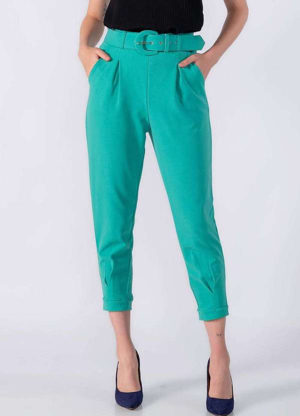 Lamis - Calca em Crepe com Detalhe na Barra Verde