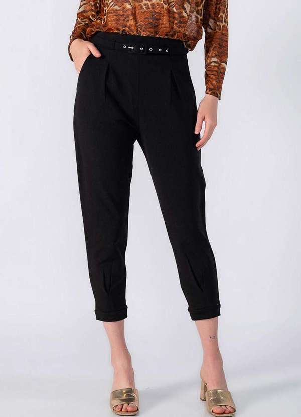 Lamis - Calca em Crepe com Pregas Preto