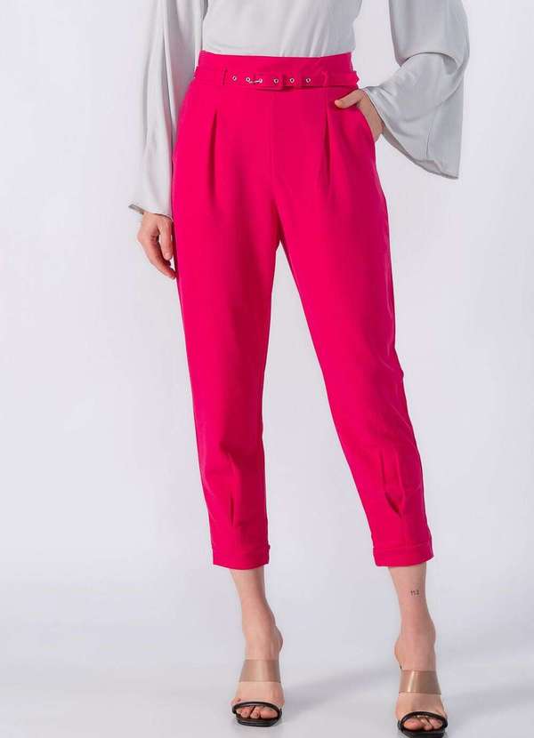 Lamis - Calca em Crepe com Pregas Pink