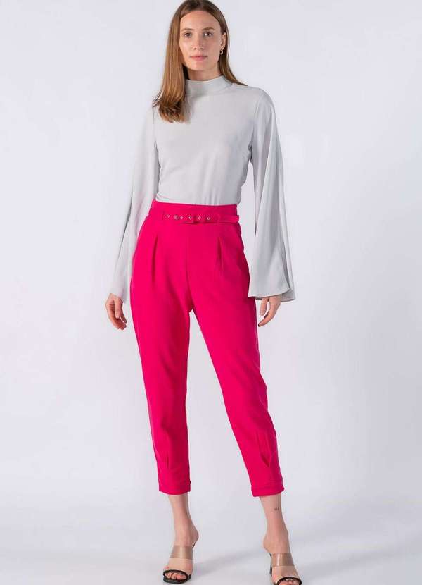 Lamis - Calca em Crepe com Pregas Pink 2