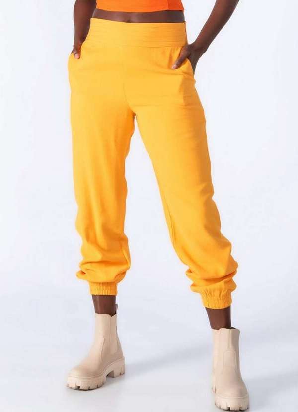 Lamis - Calca em Viscose Elastico Barra Laranja 2