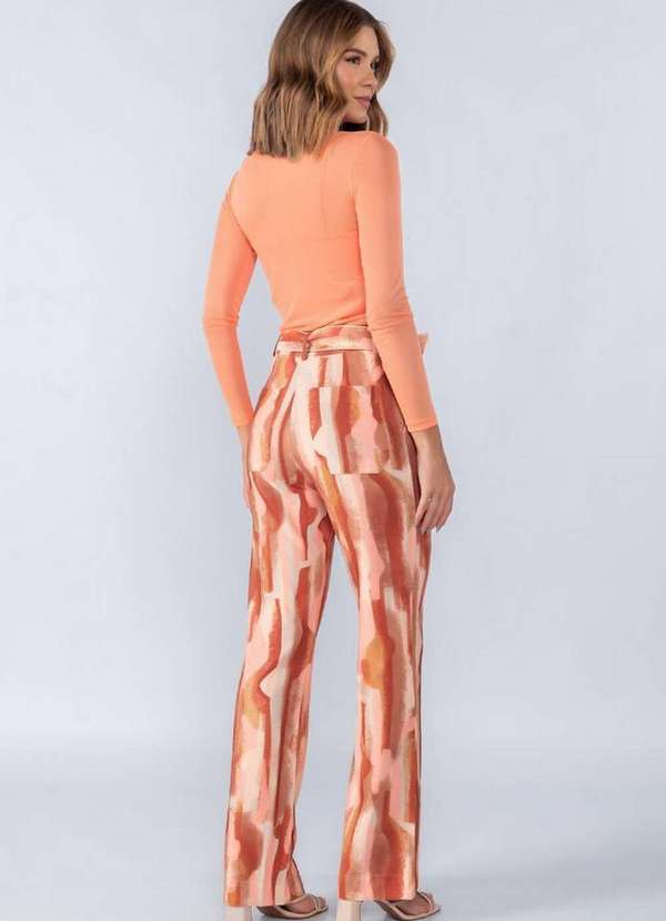 Lamis - Calca Flare Color Estampada com Nervura Marrom