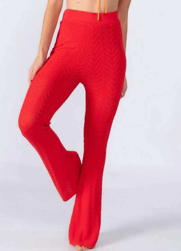 Lamis - Calca Flare em Viscose Texturizada Vermelho 2