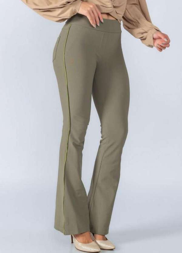 Lamis - Calca Flare Elastano Detalhe em Pu Lateral Verde 2