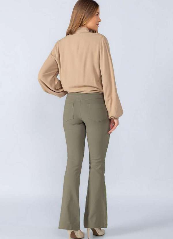 Lamis - Calca Flare Elastano Detalhe em Pu Lateral Verde 4