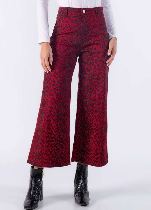 Lamis - Calca Jeans Estampa Oncinha Vermelho