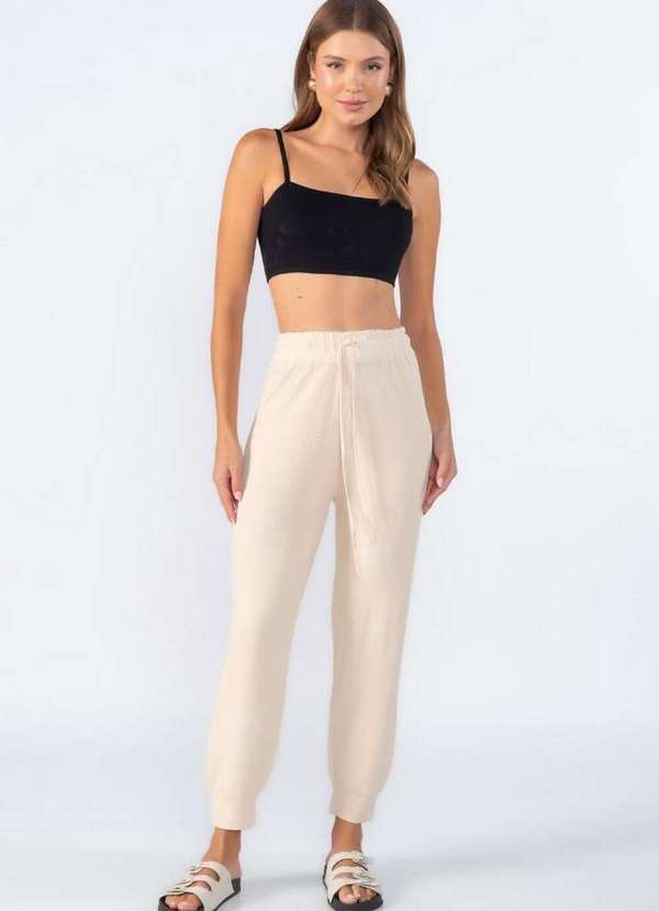 Lamis - Calca Jogger com Cordao Bege