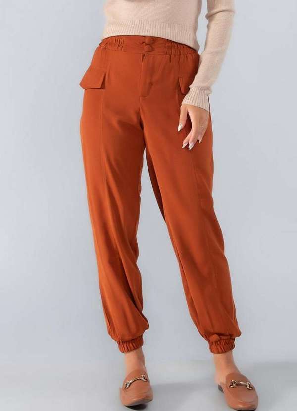 Lamis - Calca Jogger Elastico na Cintura Ferrugem