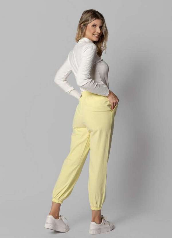 Lamis - Calca Jogger em Algodao com Elastico Amarelo 4