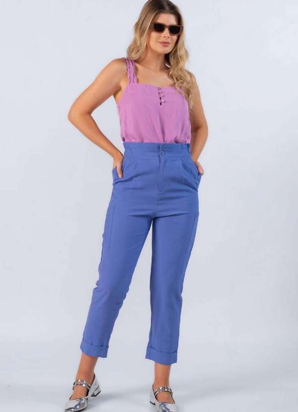 Lamis - Calca Jogger em Viscose com Bolsos Roxo