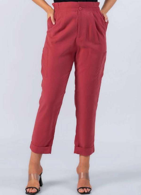 Lamis - Calca Jogger em Viscose com Bolsos Vinho 2