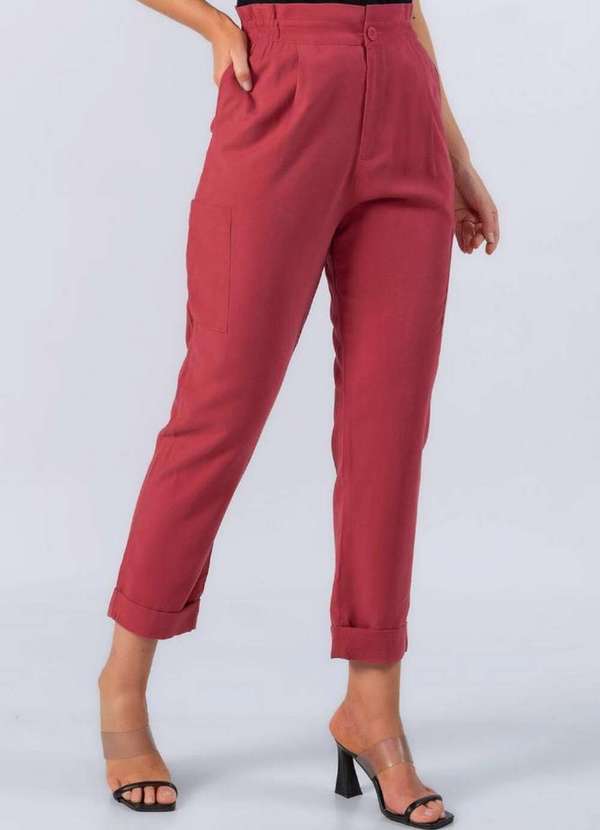 Lamis - Calca Jogger em Viscose com Bolsos Vinho 3