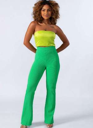 Lamis Calca Legging Flare Texturizada Verde