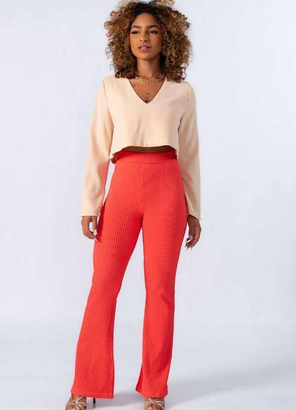 Lamis - Calca Legging Flare Texturizada Laranja