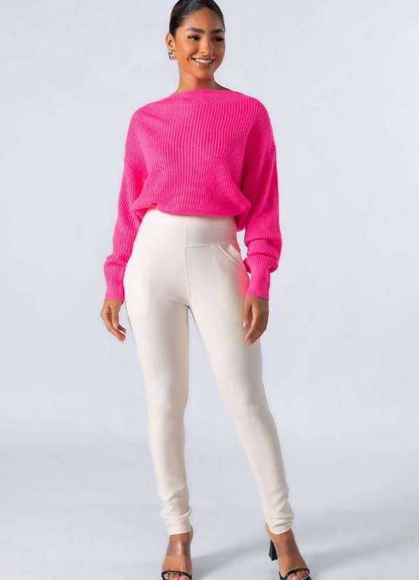 Lamis - Calca Legging Poliester com Bolsos Creme