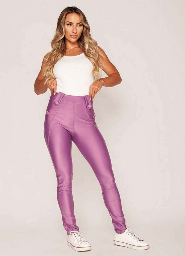Lamis - Calça Montaria com Bolsos e Botao Forrado Roxo 2
