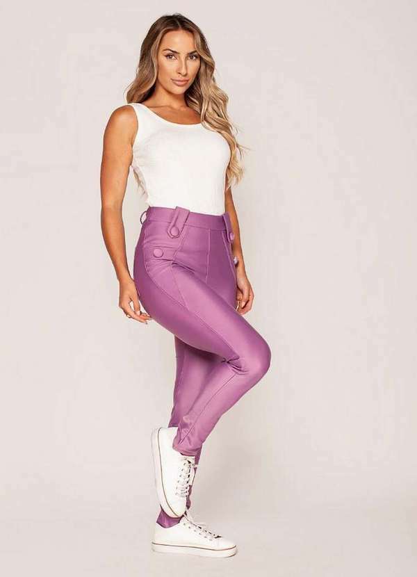 Lamis - Calça Montaria com Bolsos e Botao Forrado Roxo 3