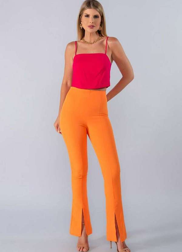 Lamis - Calca Monte Carlo com Fenda Laranja