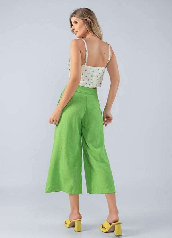 calça pantacourt calca de crepe com listras