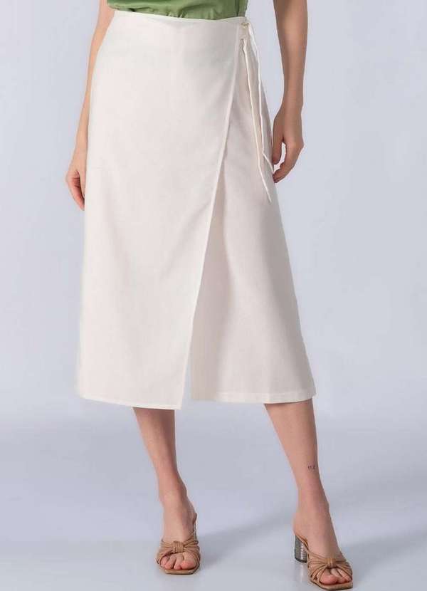 Lamis Calca Pantacourt Envelope em Linho Off White