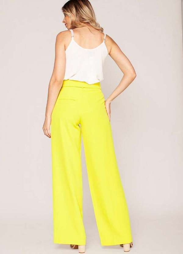 Lamis - Calça Pantalona Alfaiataria Cos Virado Verde Claro 4