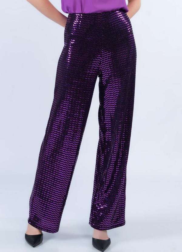 Lamis - Calca Pantalona Aplicacao Ilhos Roxo