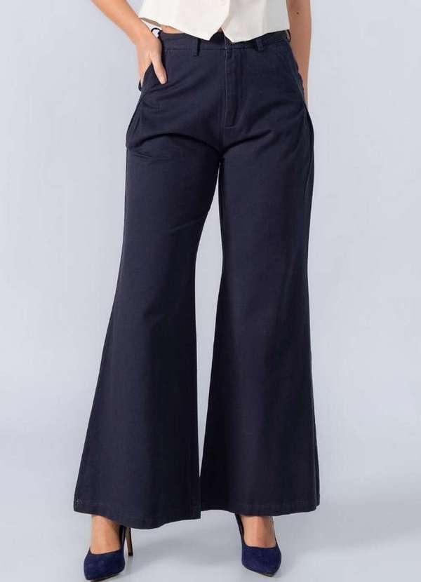 Lamis - Calca Pantalona Bolso Azul Marinho