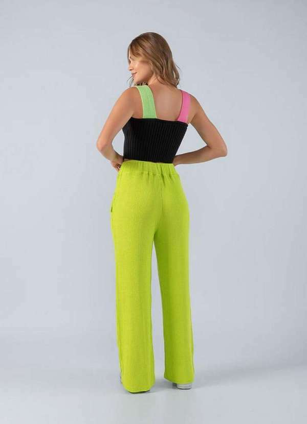 Lamis - Calca Pantalona Canelada Elastico Cos Verde Neon 4