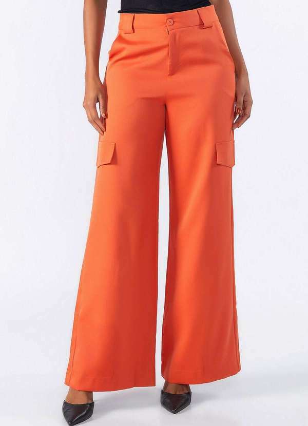 Lamis - Calca Pantalona com Bolso Ferrugem