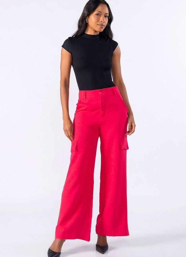 Lamis - Calca Pantalona com Bolso Pink