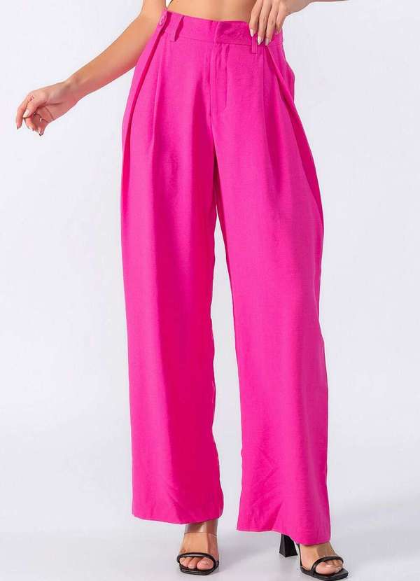 Lamis - Calca Pantalona com Detalhe no Cos Rosa 2