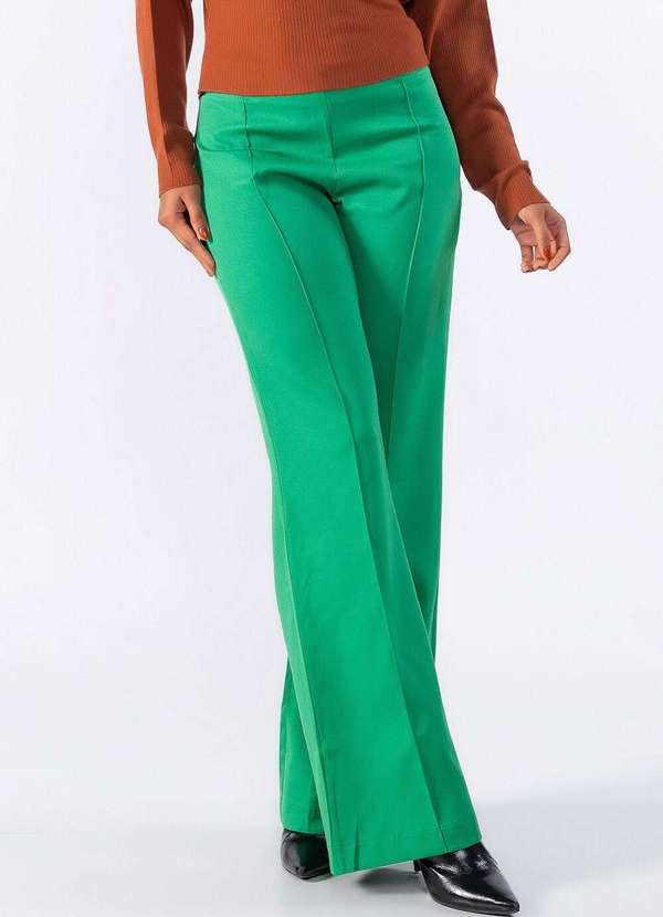 Lamis - Calca Pantalona com Recorte Frontal Verde