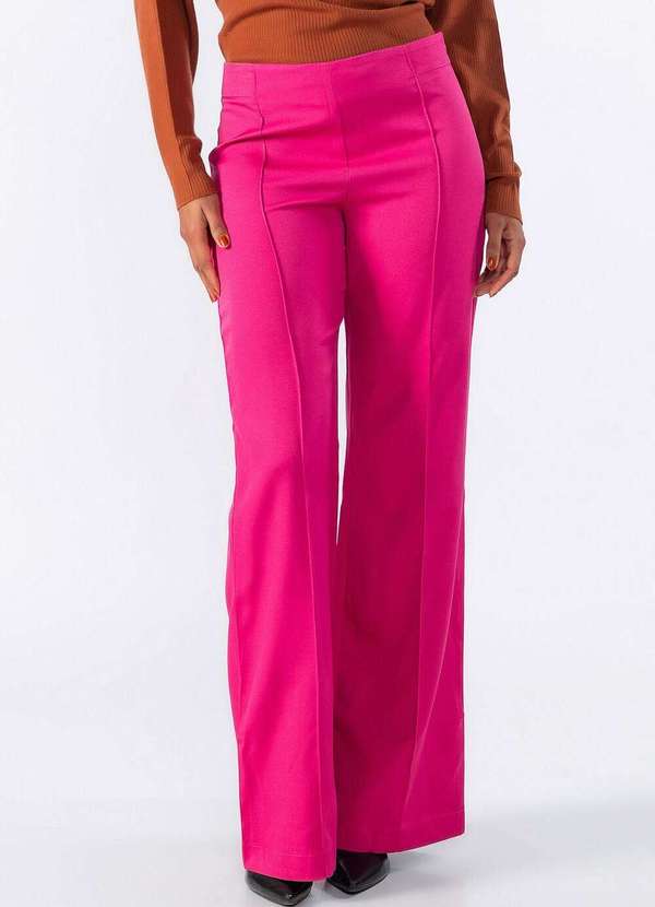 Lamis - Calca Pantalona com Recorte Frontal Rosa