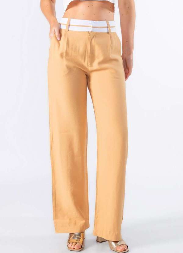 Lamis - Calca Pantalona Cos Duplo Caqui