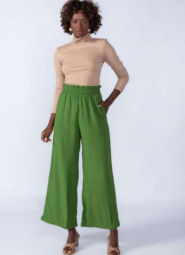 Lamis Calca Pantalona Elastico na Cintura Verde