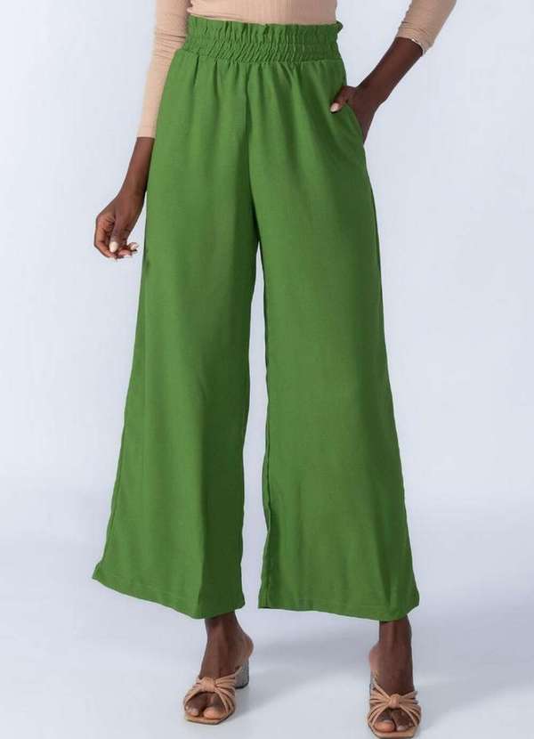 Lamis - Calca Pantalona Elastico na Cintura Verde 2