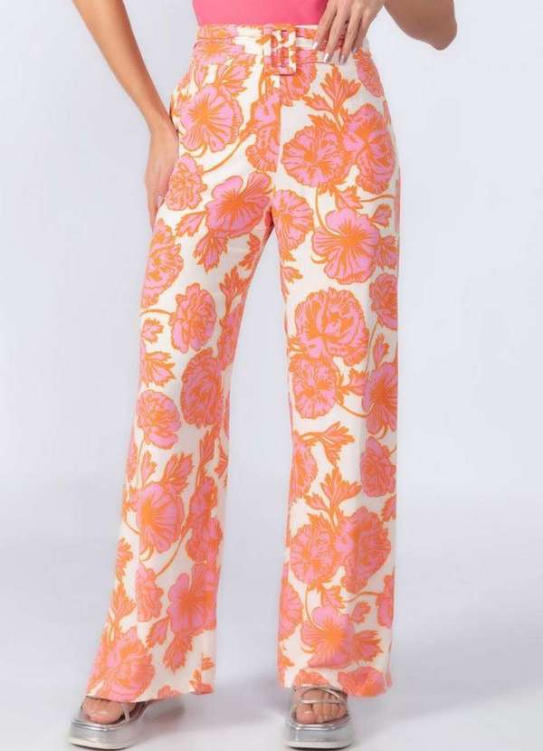 Lamis - Calca Pantalona em Viscose com Ziper Rosa 2