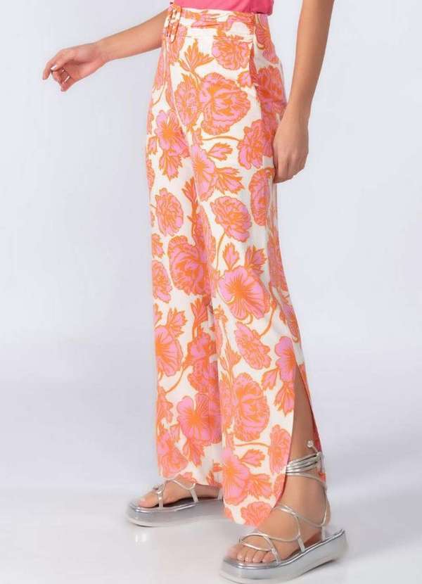 Lamis - Calca Pantalona em Viscose com Ziper Rosa 3