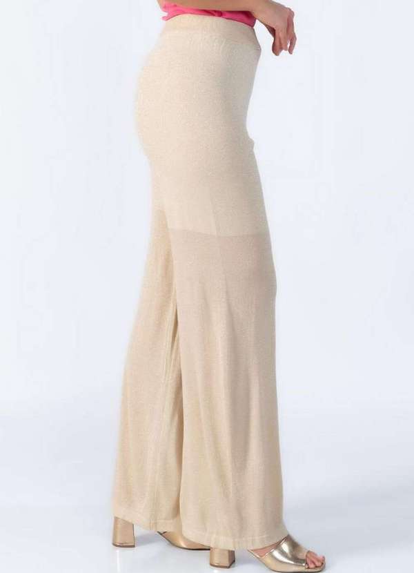 Lamis - Calca Pantalona Fios de Lurex Creme 2