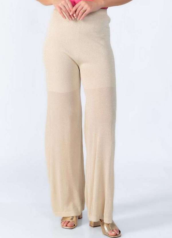 Lamis - Calca Pantalona Fios de Lurex Creme 3