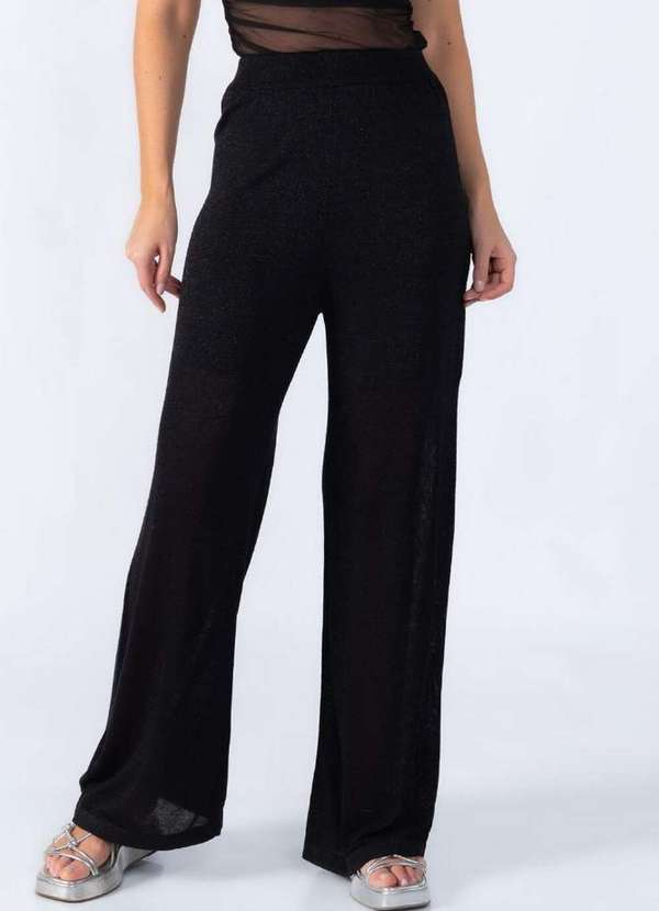 Lamis - Calca Pantalona Fios de Lurex Preto 4