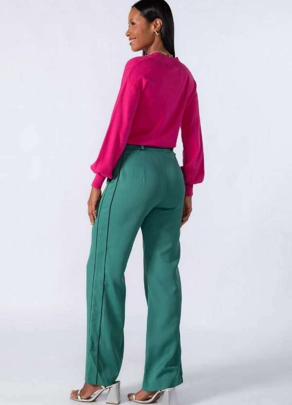 Lamis - Calca Pantalona Poliester com Lista Verde