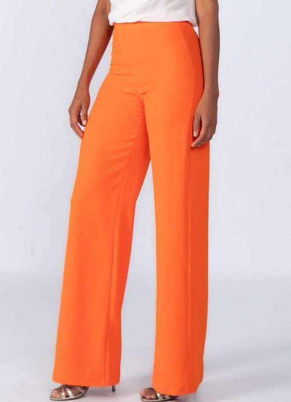 Lamis - Calca Pantalona Ziper Lateral Laranja