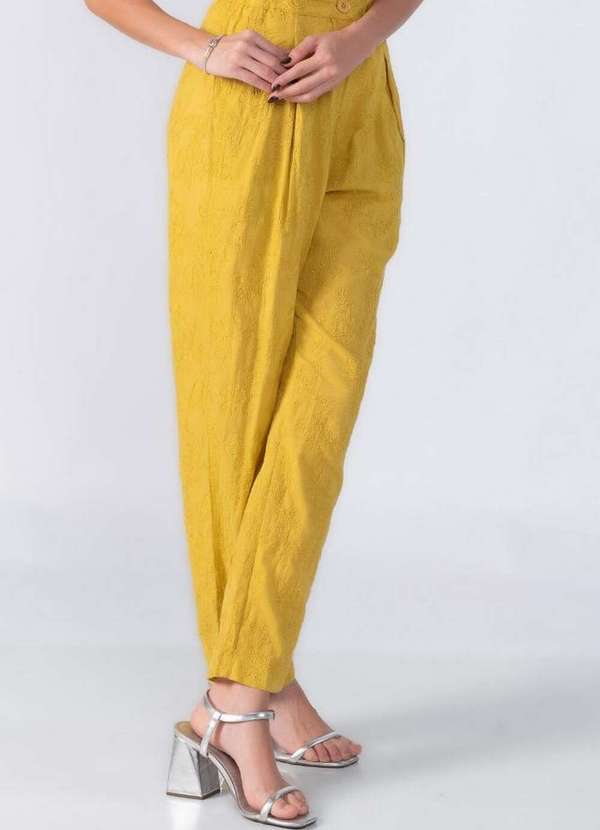 Lamis - Calca Reta Bordada com Pregas Verde 3