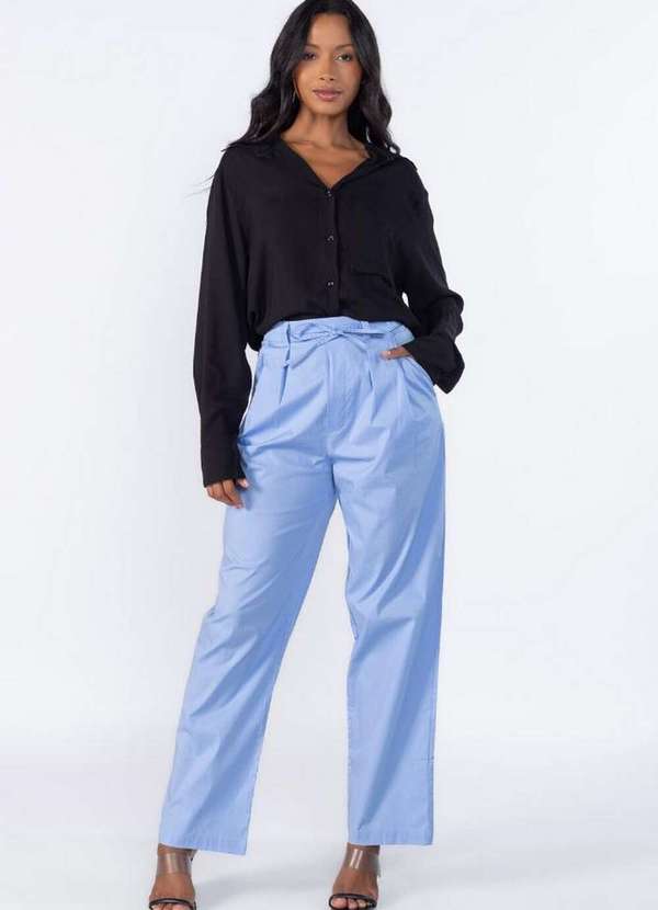 Lamis - Calca Reta com Bolsos e Cordao Azul 2