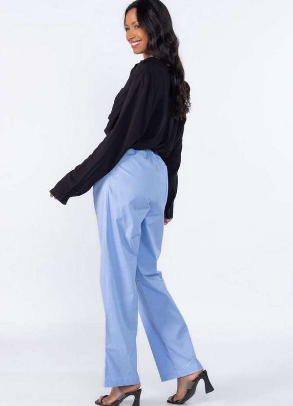 Lamis - Calca Reta com Bolsos e Cordao Azul 4