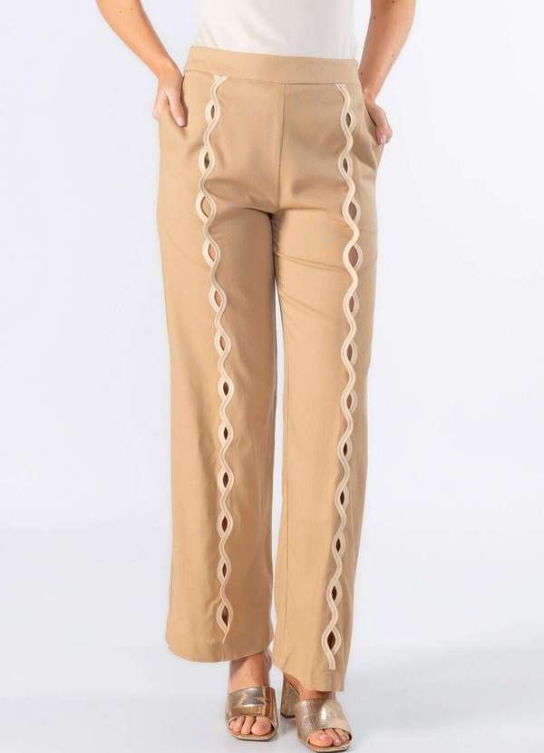 Lamis - Calca Reta de Linho Caqui