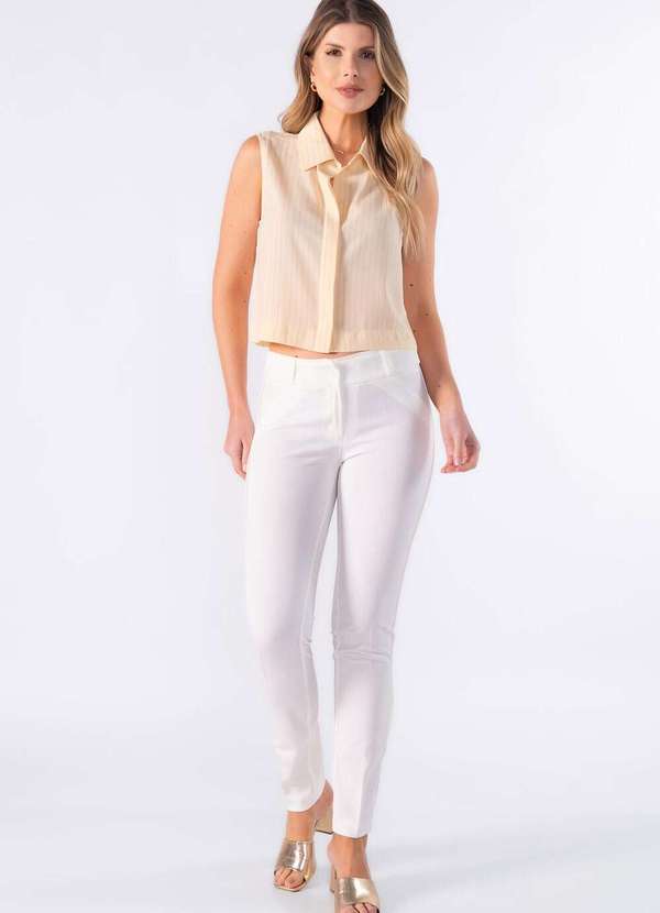 Lamis - Calca Reta Detalhe Duplo Lateral e Cos Off White
