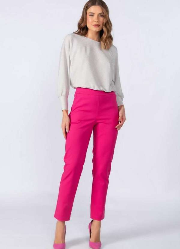 Lamis - Calca Reta em Algodao Ziper no Bolso Rosa 2