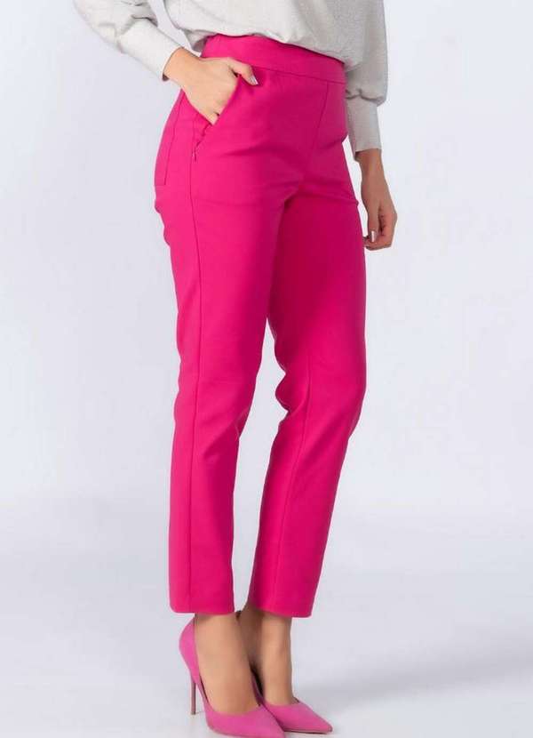 Lamis - Calca Reta em Algodao Ziper no Bolso Rosa 3